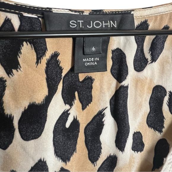 St. John Silk Animal Print Sleeveless Blouse - Picture 4 of 4